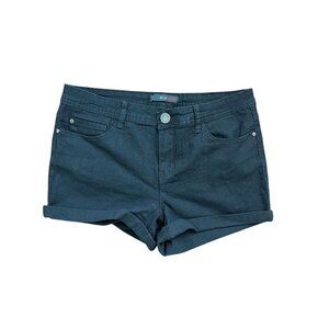 Womens Black Denim Cuffed Shorts With Pockets & Button Closure Size 9/10